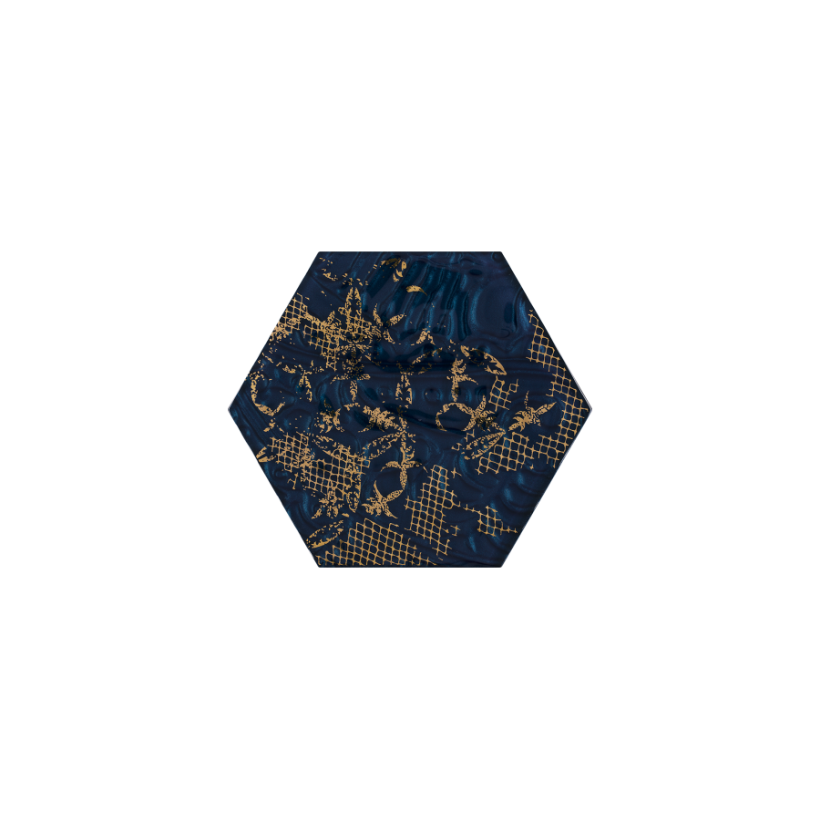 Intense Tone Blue Inserto Szklane Heksagon B 19.8 x 17.1  dekoratyvinė plytelė