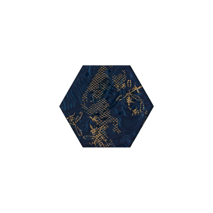 Intense Tone Blue Inserto Szklane Heksagon C 19.8 x 17.1  dekoratyvinė plytelė