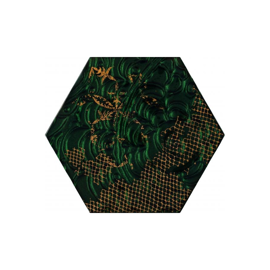 Intense Tone Green Inserto Szklane Heksagon A 19.8 x 17.1 dekoratyvinė plytelė