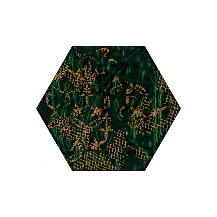 Intense Tone Green Inserto Szklane Heksagon B 19.8 x 17.1  dekoratyvinė plytelė