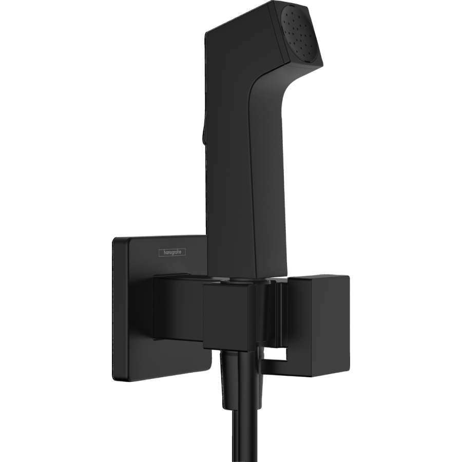 Rankinis bidė dušas Hansgrohe 1jet E EcoSmart Matt Black su laikikliu ir 125 cm žarna