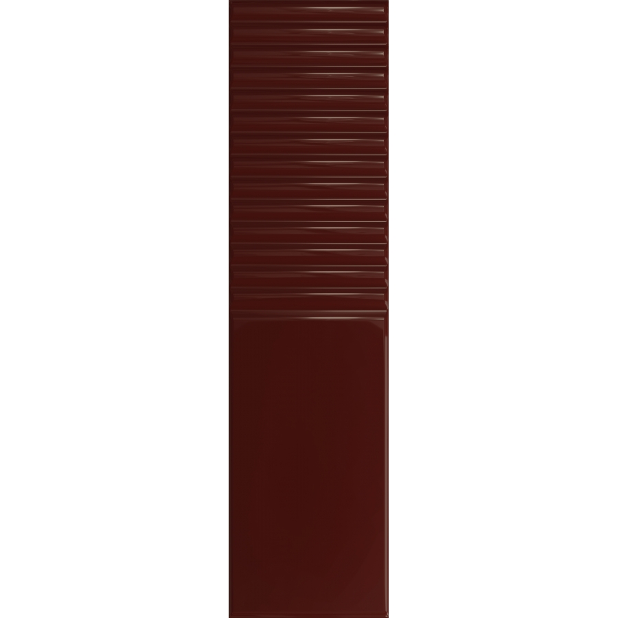 Tubądzin Groove Burgundy 2 Gloss STR sieninė plytelė 29,8×7,8 cm